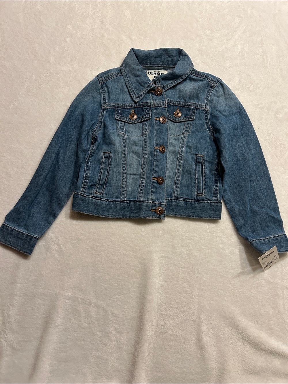 NWT OshKosh B'gosh Blue Denim Button Jacket Long Sleeve Solid Casual Kids 5T